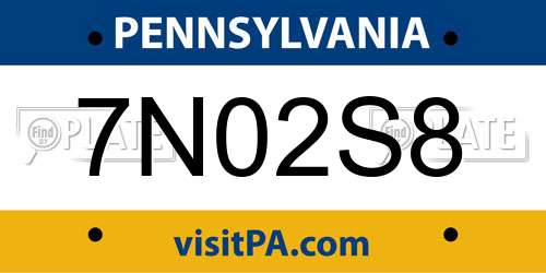 7N02S8 Pennsylvania License Plate