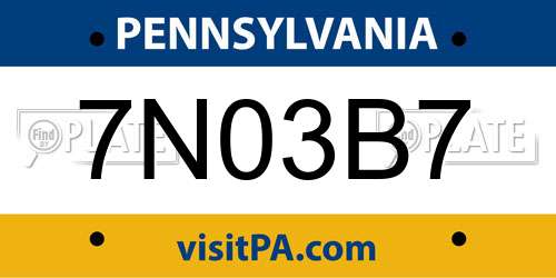 7N03B7 Pennsylvania License Plate