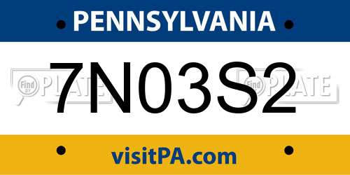 7N03S2 Pennsylvania License Plate