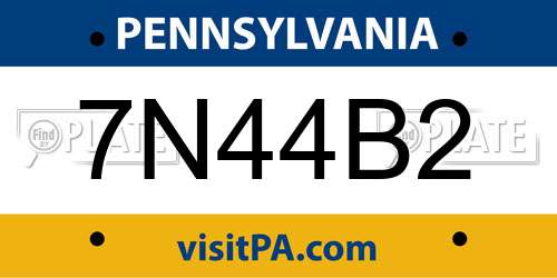 7N44B2 Pennsylvania License Plate