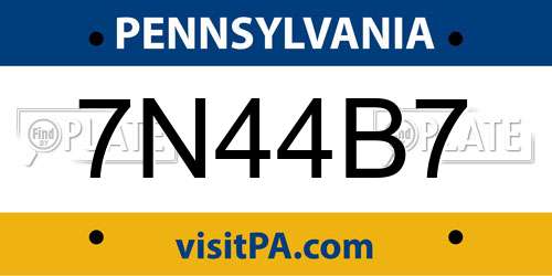 7N44B7 Pennsylvania License Plate