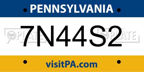 7N44S2 Pennsylvania License Plate
