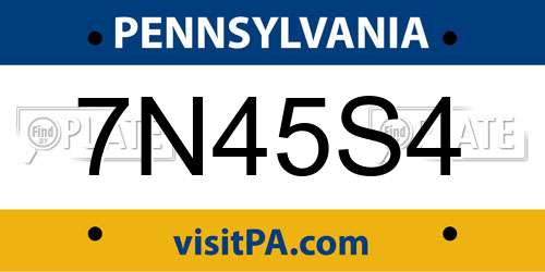 7N45S4 Pennsylvania License Plate