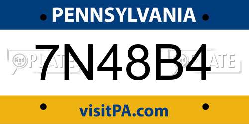 7N48B4 Pennsylvania License Plate