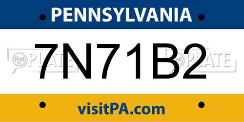 7N71B2 Pennsylvania License Plate