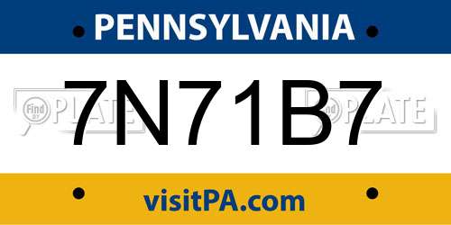 7N71B7 Pennsylvania License Plate