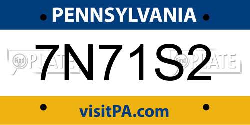7N71S2 Pennsylvania License Plate