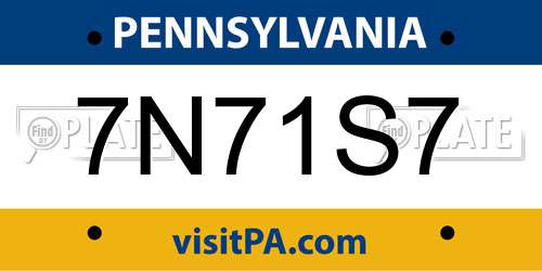 7N71S7 Pennsylvania License Plate
