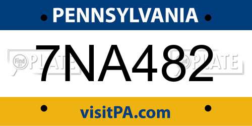 7NA482 Pennsylvania License Plate