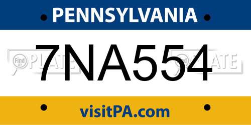 7NA554 Pennsylvania License Plate