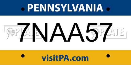 7NAA57 Pennsylvania License Plate