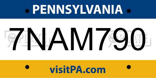 7NAM790 Pennsylvania License Plate