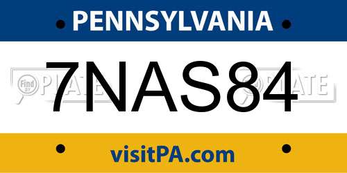 7NAS84 Pennsylvania License Plate
