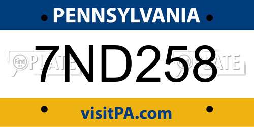 7ND258 Pennsylvania License Plate