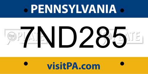 7ND285 Pennsylvania License Plate