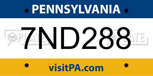 7ND288 Pennsylvania License Plate