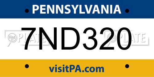 7ND320 Pennsylvania License Plate