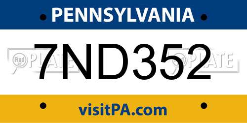 7ND352 Pennsylvania License Plate