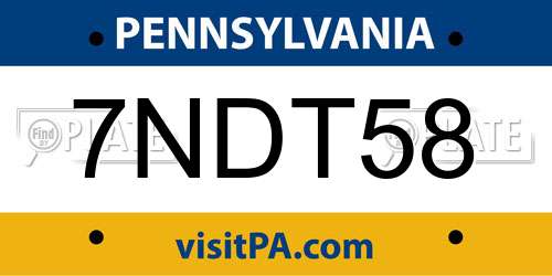 7NDT58 Pennsylvania License Plate