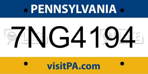 7NG4194 Pennsylvania License Plate