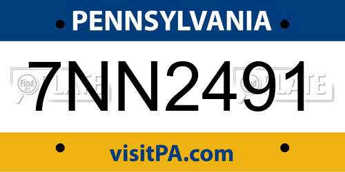 7NN2491 Pennsylvania License Plate