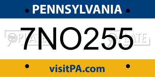 7NO255 Pennsylvania License Plate