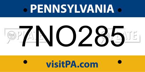 7NO285 Pennsylvania License Plate