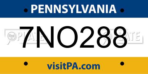 7NO288 Pennsylvania License Plate