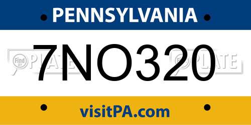 7NO320 Pennsylvania License Plate