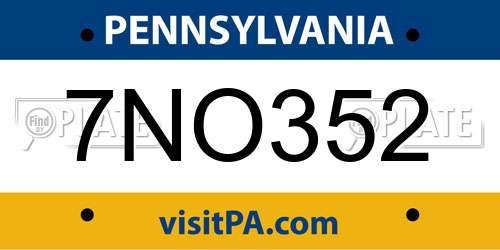 7NO352 Pennsylvania License Plate