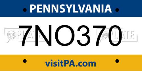 7NO370 Pennsylvania License Plate