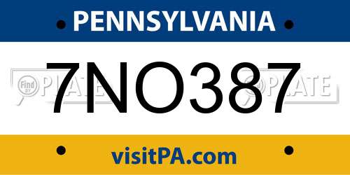 7NO387 Pennsylvania License Plate