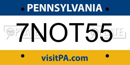7NOT55 Pennsylvania License Plate