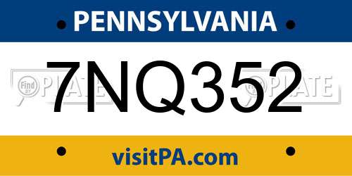 7NQ352 Pennsylvania License Plate