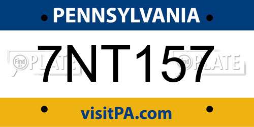 7NT157 Pennsylvania License Plate