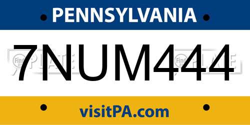 7NUM444 Pennsylvania License Plate