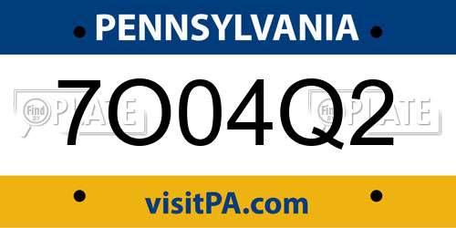 7O04Q2 Pennsylvania License Plate