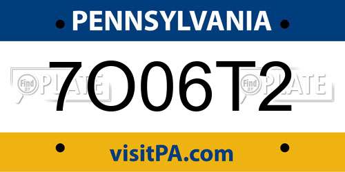 7O06T2 Pennsylvania License Plate