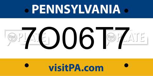 7O06T7 Pennsylvania License Plate