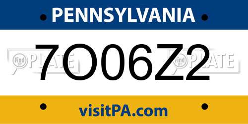7O06Z2 Pennsylvania License Plate