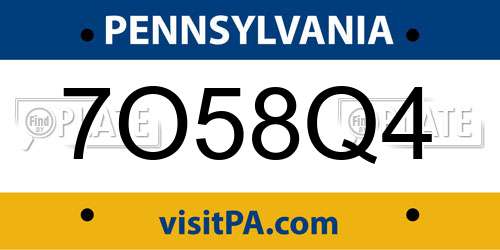 7O58Q4 Pennsylvania License Plate