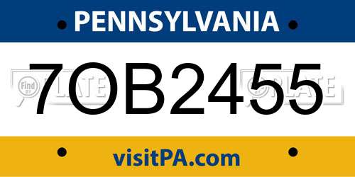 7OB2455 Pennsylvania License Plate