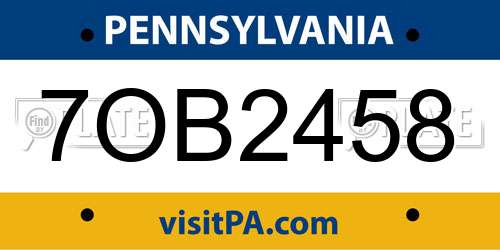 7OB2458 Pennsylvania License Plate