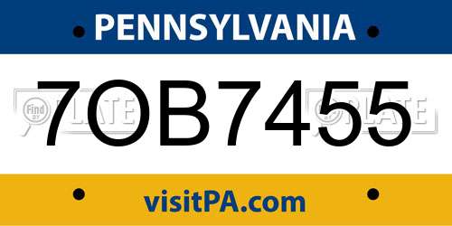 7OB7455 Pennsylvania License Plate