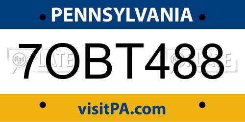 7OBT488 Pennsylvania License Plate