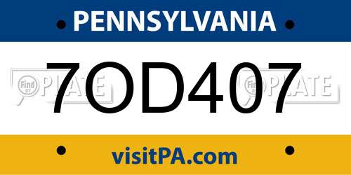 7OD407 Pennsylvania License Plate