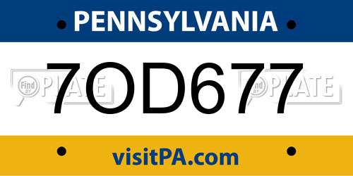 7OD677 Pennsylvania License Plate