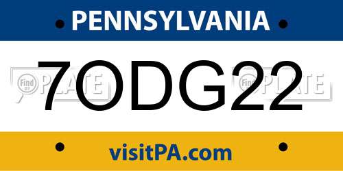 7ODG22 Pennsylvania License Plate