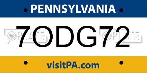 7ODG72 Pennsylvania License Plate