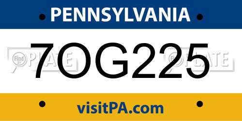 7OG225 Pennsylvania License Plate